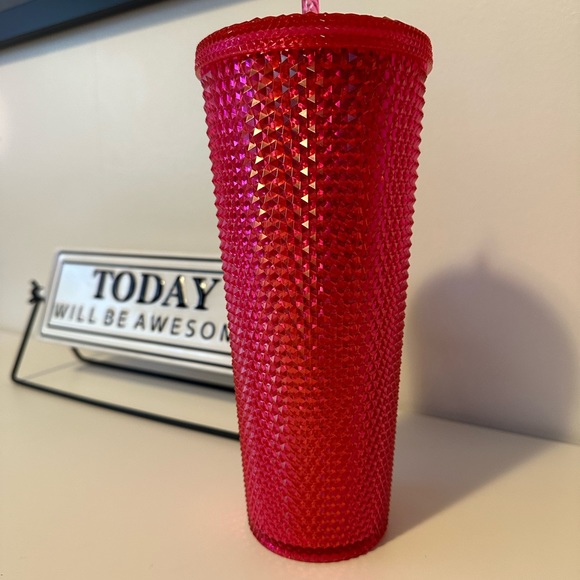 NWT Starbucks 2019 Holiday Hot Pink Unicorn Iridescent Studded Tumbler 24oz. - Picture 2 of 4